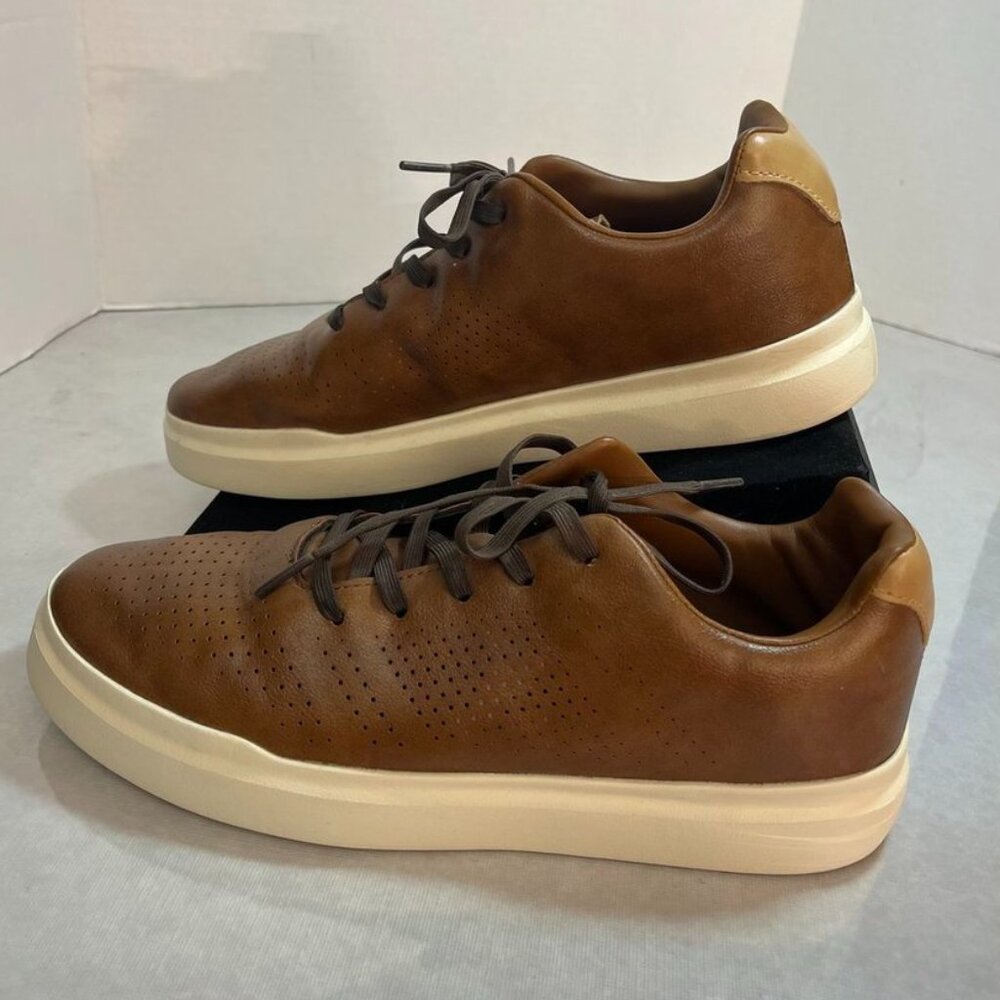 Perry Ellis Court Sport II Sneaker Perforated Cognac Brown Men's 7